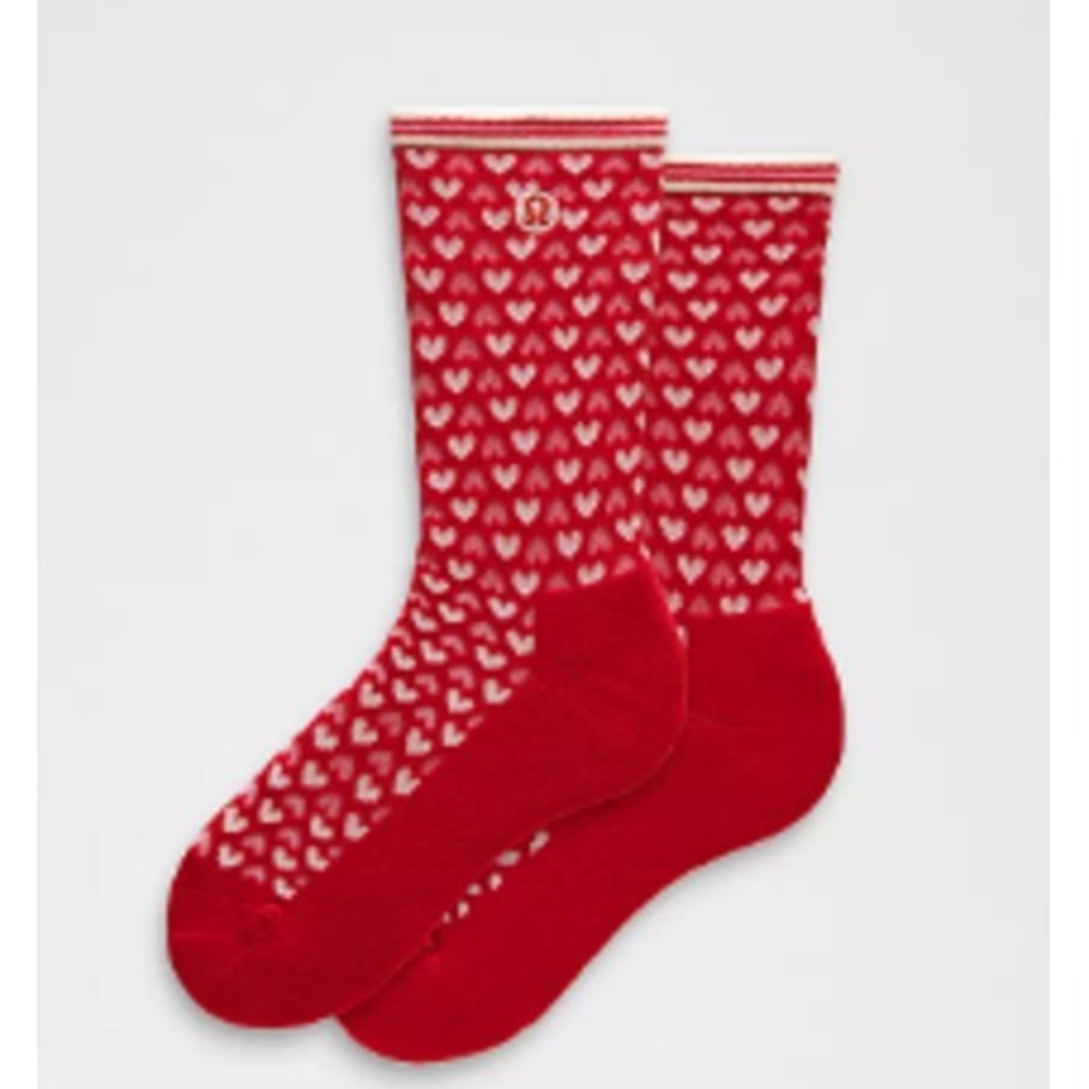 Lululemon-Unisex Daily Essential Crew Socks Heart-XL